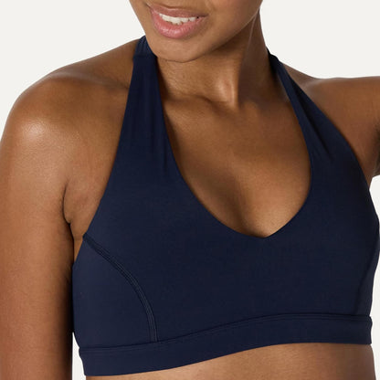 Amazon Essentials Women's Active FormFlex Buttery Soft Light Support Halter V-Neck Sports Bra