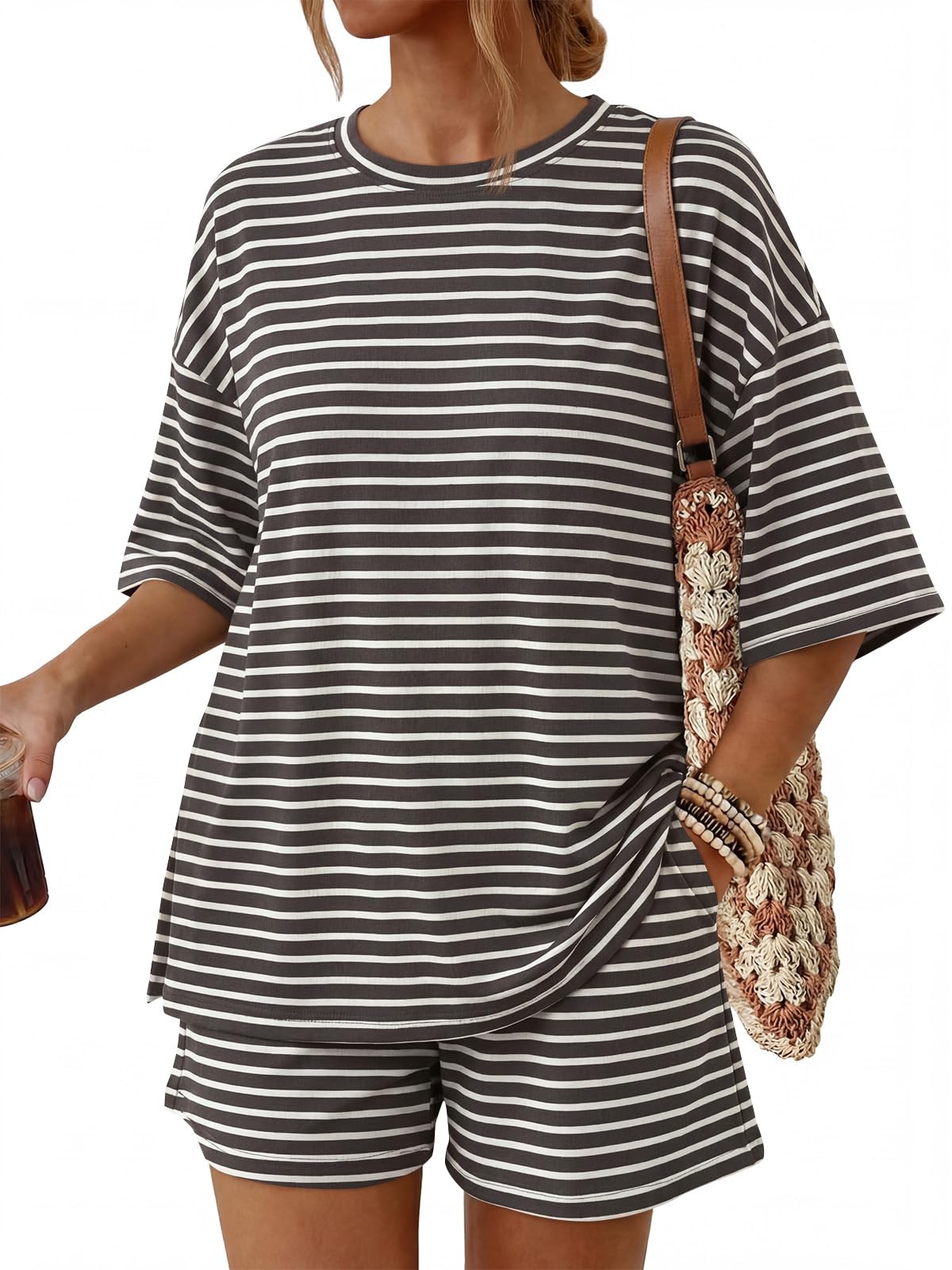 2 Piece Summer Set Oversized Top & Loose Fit Shorts with Pockets