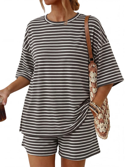 2 Piece Summer Set Oversized Top & Loose Fit Shorts with Pockets
