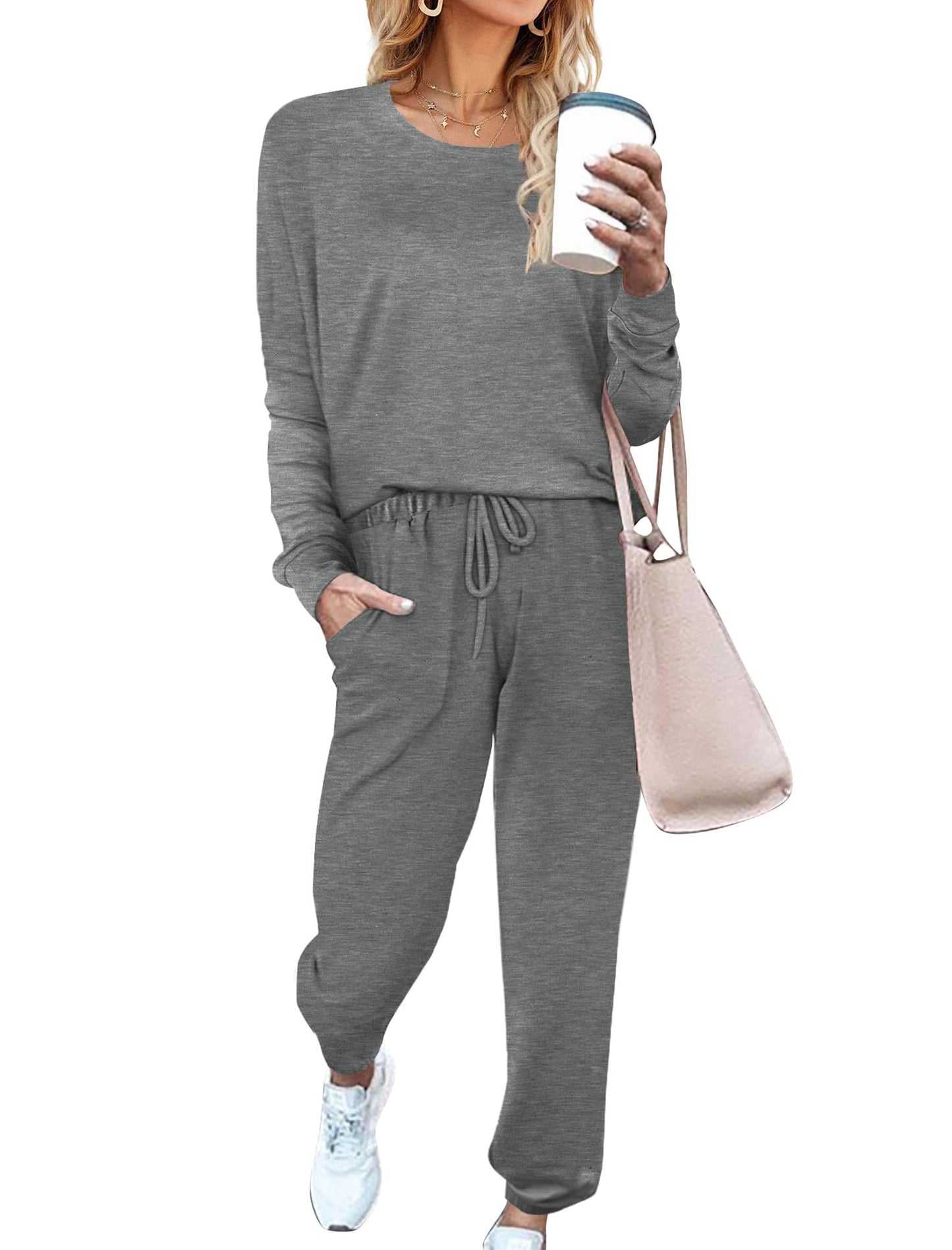 Sweatsuit for Women 2 Piece Outfits for Womens Crewneck Sweatshirts Pullover