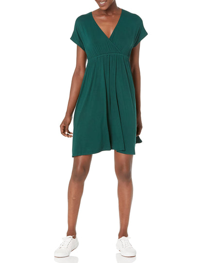 Amazon Essentials Women's Surplice V Neck Swing Dress (Available in Plus Size)
