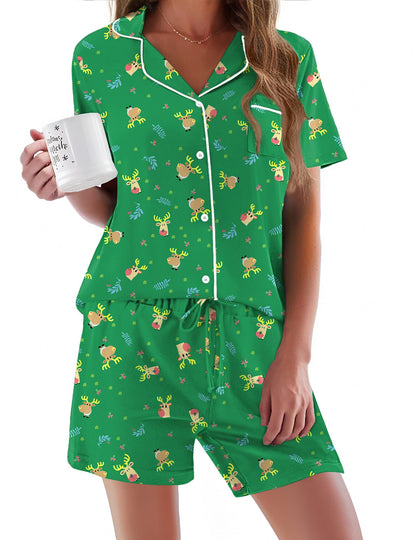 Pajamas Set for Women Short Sleeve Sleepwear Button Down Pjs Soft 2 Piece Lounge Sets XS-XXXL