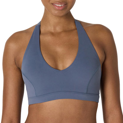 Amazon Essentials Women's Active FormFlex Buttery Soft Light Support Halter V-Neck Sports Bra