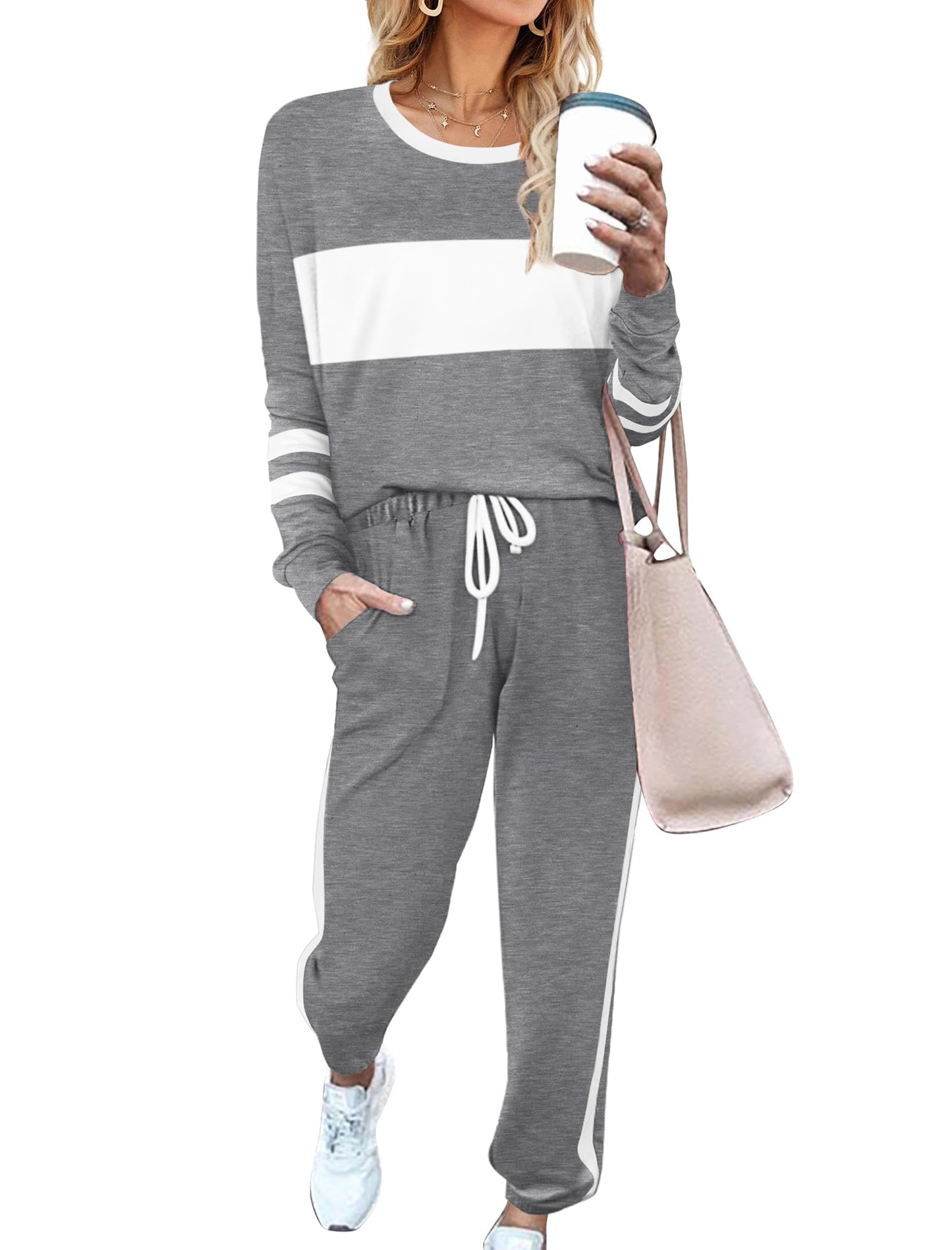 Sweatsuit for Women 2 Piece Outfits for Womens Crewneck Sweatshirts Pullover