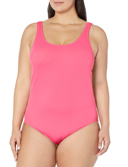 Amazon Essentials Women's One-Piece Scoop Neck Coverage Swimsuit (Available in Plus Size)