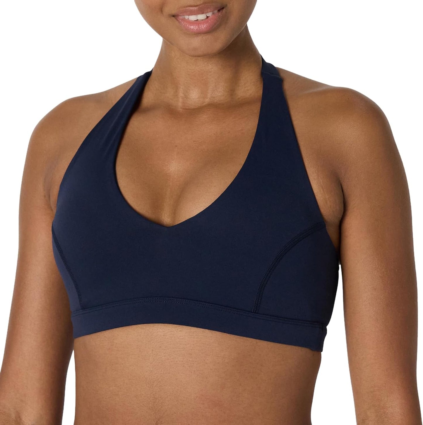 Amazon Essentials Women's Active FormFlex Buttery Soft Light Support Halter V-Neck Sports Bra