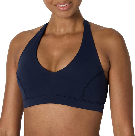 Amazon Essentials Women's Active FormFlex Buttery Soft Light Support Halter V-Neck Sports Bra