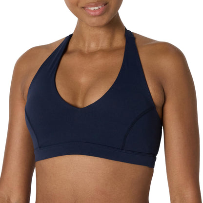 Amazon Essentials Women's Active FormFlex Buttery Soft Light Support Halter V-Neck Sports Bra