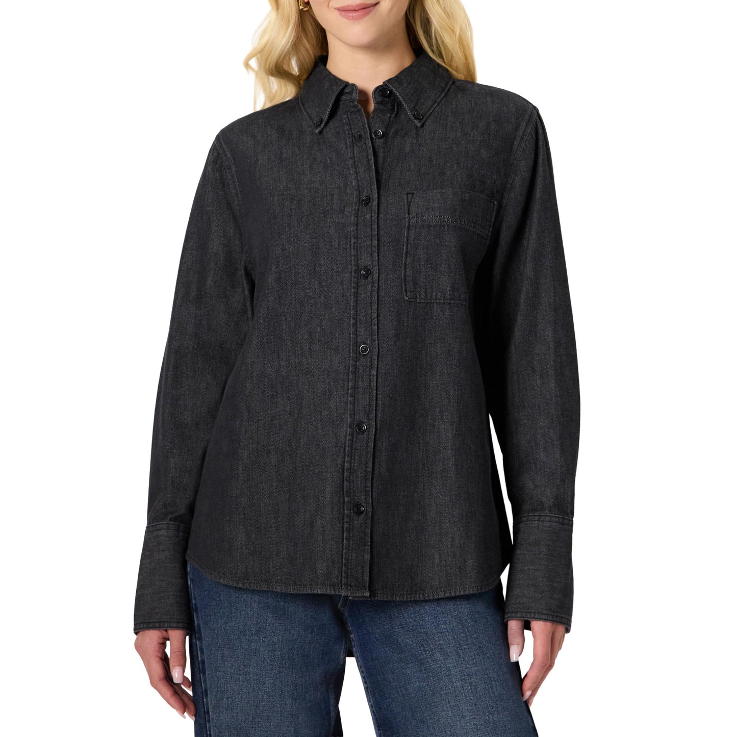 Amazon Essentials Women's Oversized-Fit Denim Button-Down Shirt