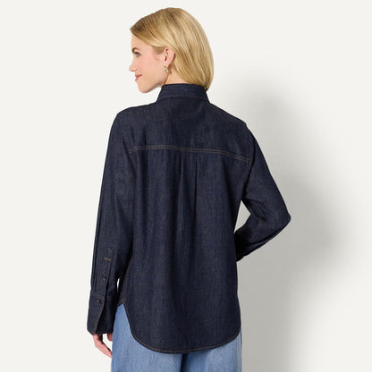 Amazon Essentials Women's Oversized-Fit Denim Button-Down Shirt