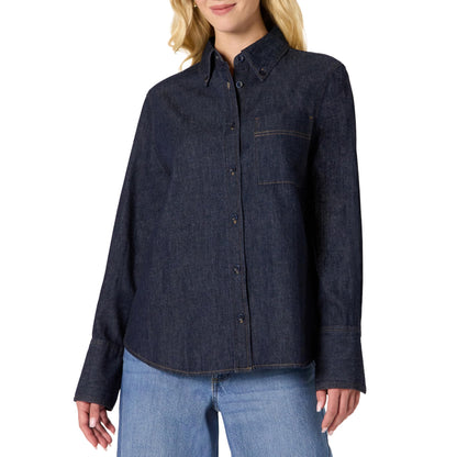 Amazon Essentials Women's Oversized-Fit Denim Button-Down Shirt