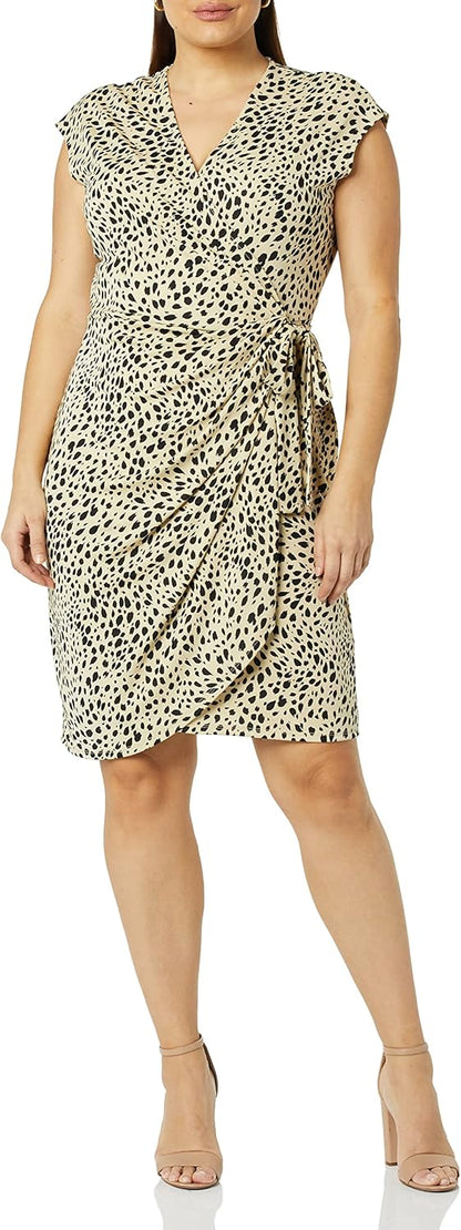 Amazon Essentials Women's Classic Cap Sleeve Wrap Dress with V Neck (Available in Plus Size)