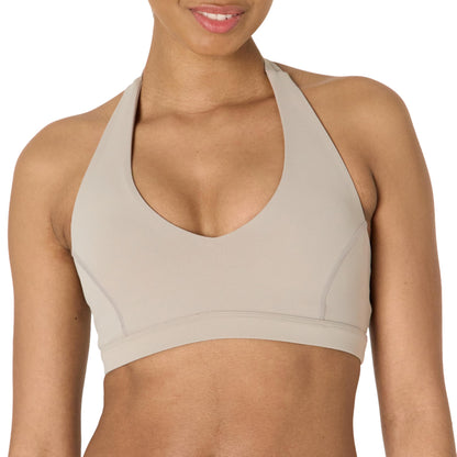 Amazon Essentials Women's Active FormFlex Buttery Soft Light Support Halter V-Neck Sports Bra
