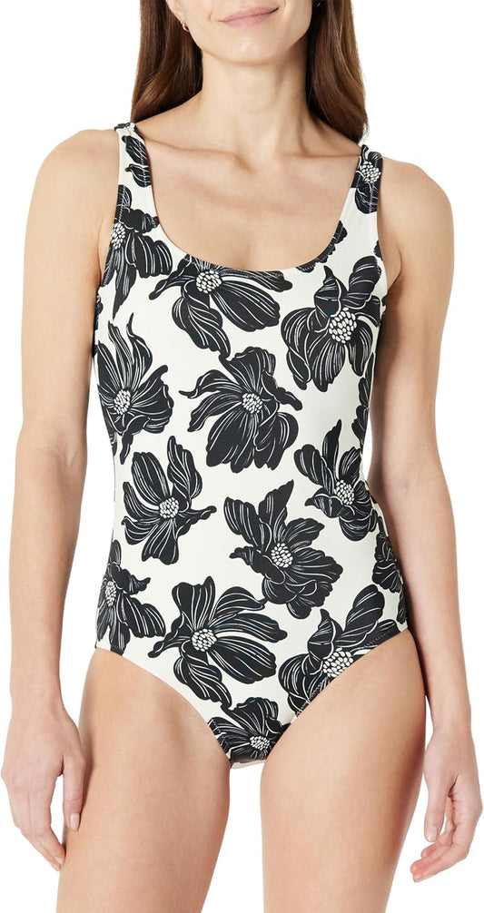 Amazon Essentials Women's One-Piece Scoop Neck Coverage Swimsuit (Available in Plus Size)