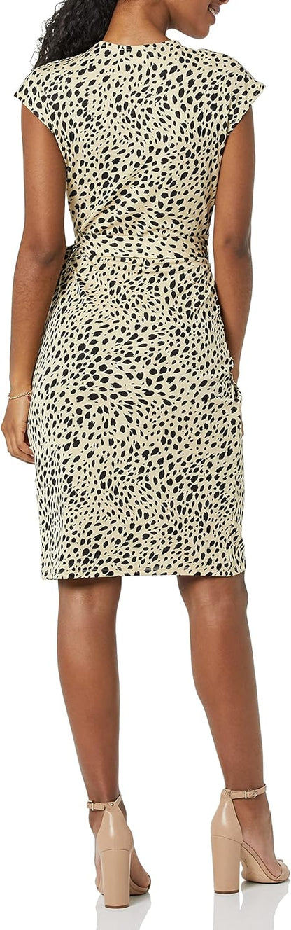 Amazon Essentials Women's Classic Cap Sleeve Wrap Dress with V Neck (Available in Plus Size)