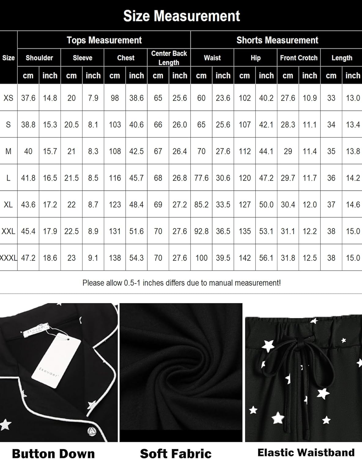Pajamas Set for Women Short Sleeve Sleepwear Button Down Pjs Soft 2 Piece Lounge Sets XS-XXXL