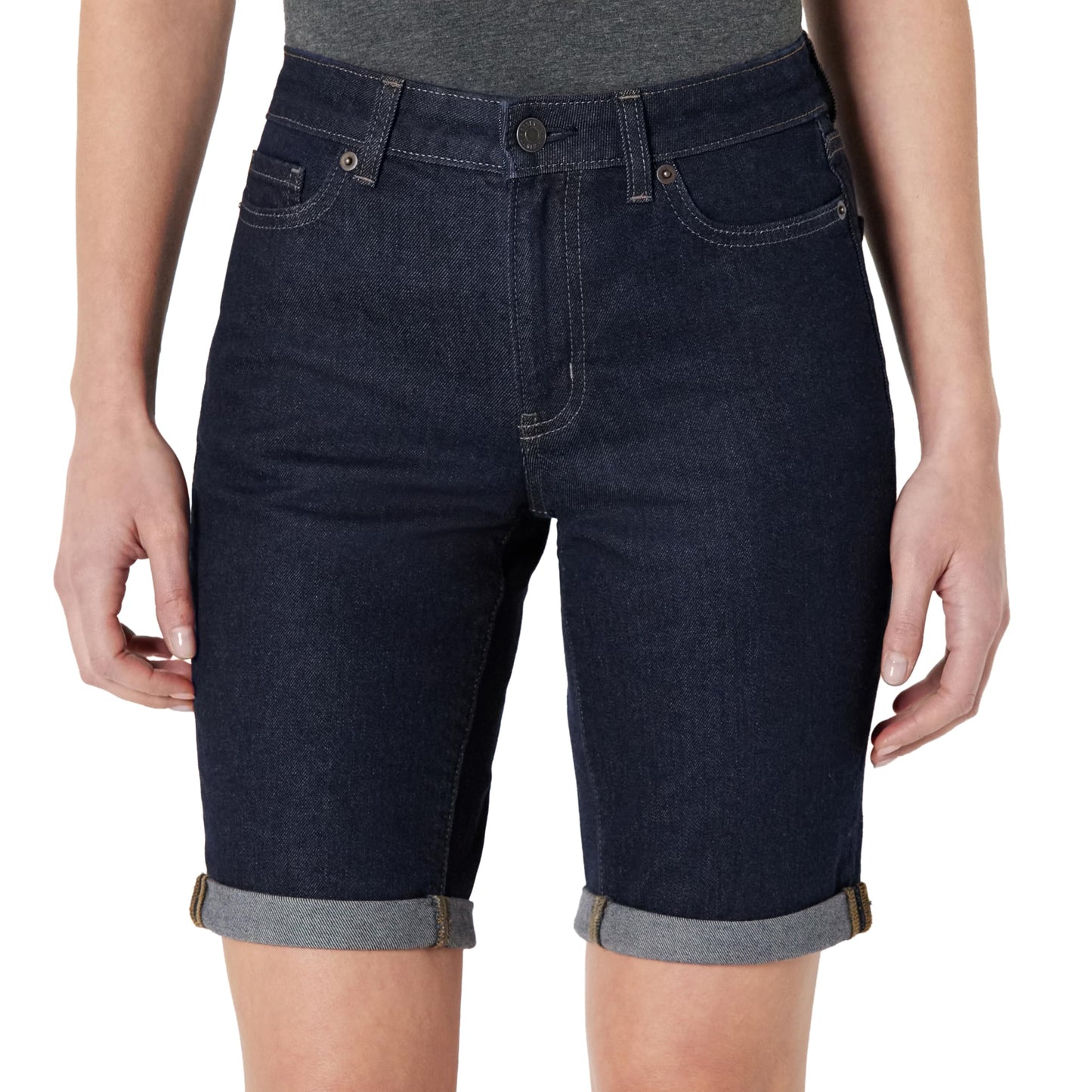 Amazon Essentials Women's Mid-Rise Slim Fit Bermuda Shorts with Pockets