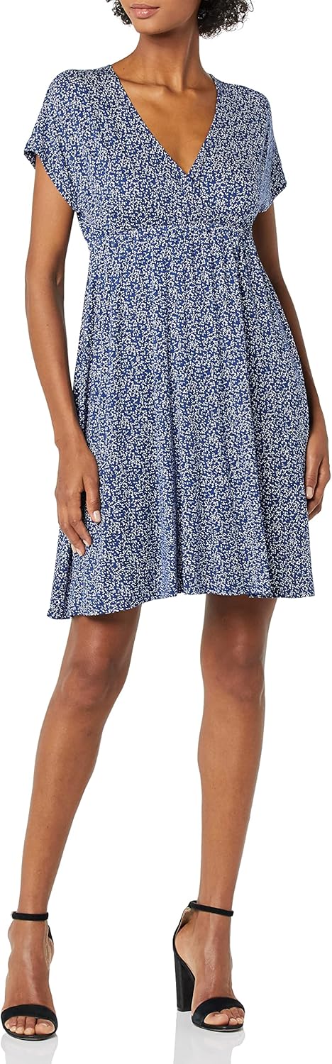 Amazon Essentials Women's Surplice V Neck Swing Dress (Available in Plus Size)