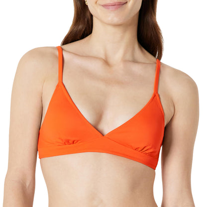 Amazon Essentials Women's Light-Support Triangle Bikini Swimsuit Top with Adjustable Straps