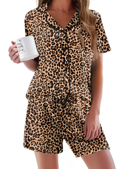 Pajamas Set for Women Short Sleeve Sleepwear Button Down Pjs Soft 2 Piece Lounge Sets XS-XXXL