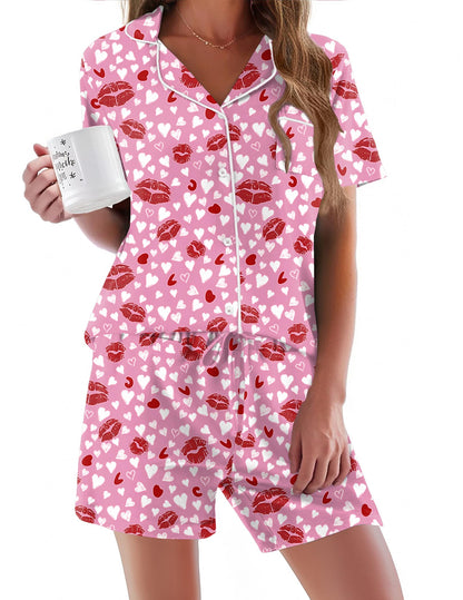 Pajamas Set for Women Short Sleeve Sleepwear Button Down Pjs Soft 2 Piece Lounge Sets XS-XXXL