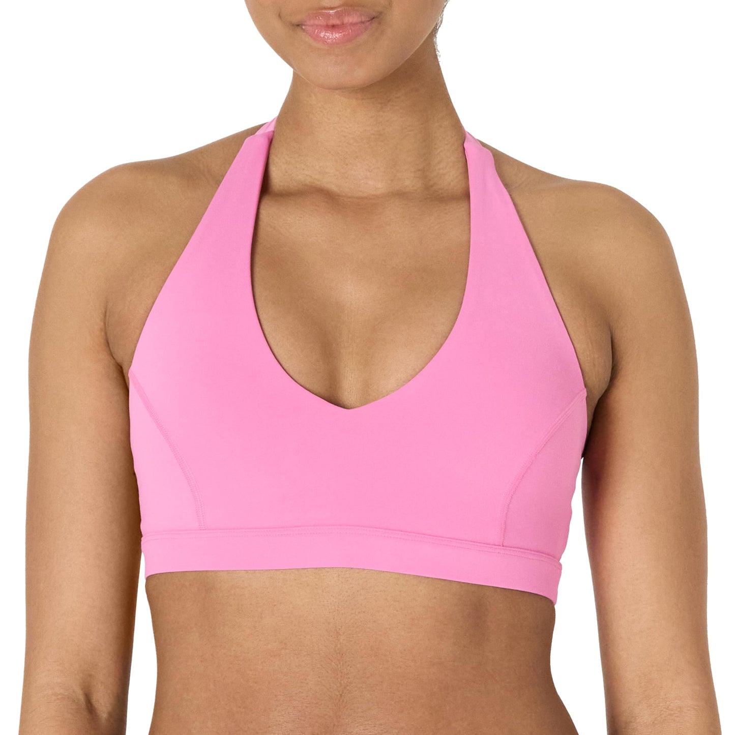 Amazon Essentials Women's Active FormFlex Buttery Soft Light Support Halter V-Neck Sports Bra