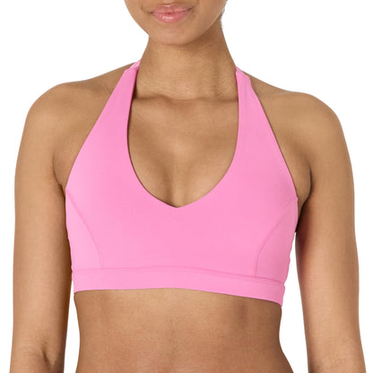 Amazon Essentials Women's Active FormFlex Buttery Soft Light Support Halter V-Neck Sports Bra