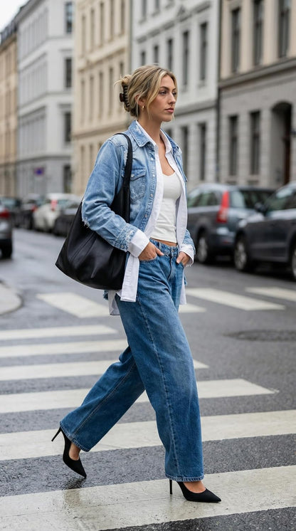 Women's Oversized Denim Jacket Casual Long Sleeve Denim Shirts Distresse Jean Jacket