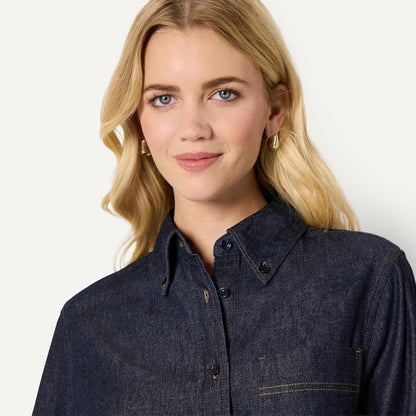 Amazon Essentials Women's Oversized-Fit Denim Button-Down Shirt