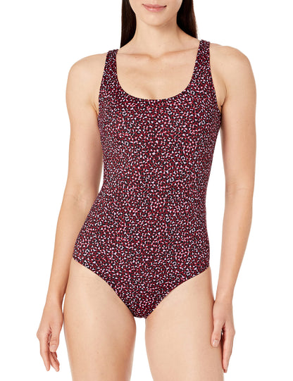 Amazon Essentials Women's One-Piece Scoop Neck Coverage Swimsuit (Available in Plus Size)