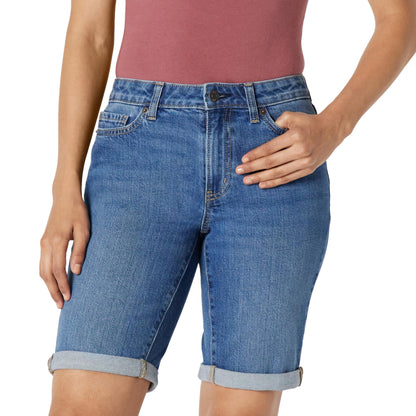 Amazon Essentials Women's Mid-Rise Slim Fit Bermuda Shorts with Pockets