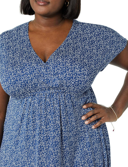 Amazon Essentials Women's Surplice V Neck Swing Dress (Available in Plus Size)