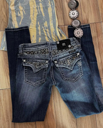 2024 New American Trend Retro Hip-hop Embroidery Pattern Baggy Jeans For Men And Women Y2K Harajuku Gothic Wide Pants Streetwear