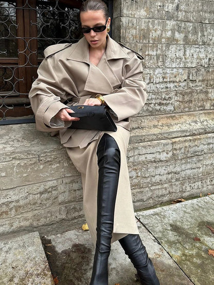 Solid Laepl Lace Up Trench Coat Women Fashion Full Sleeve Waist Cinching Short Windbreak 2026 New Autumn Office Commute Outwear