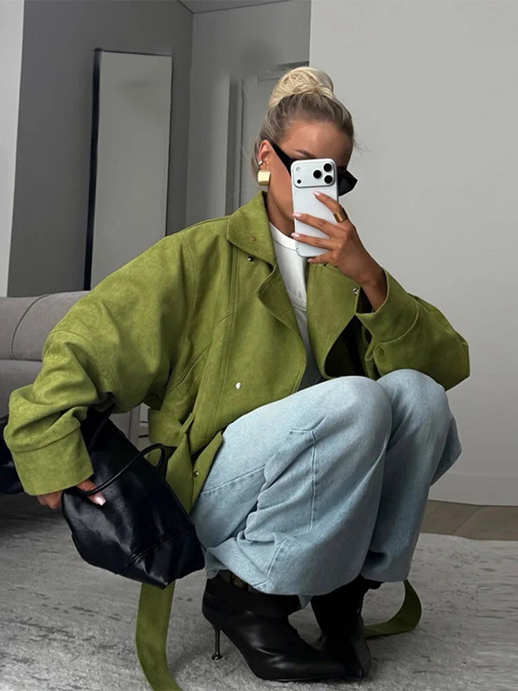 Elegant Solid Women's Windbreaker Full Sleeve Stand Collar Lace Up Lady Short Coats 2026 Spring Chic Female Street Outerwear
