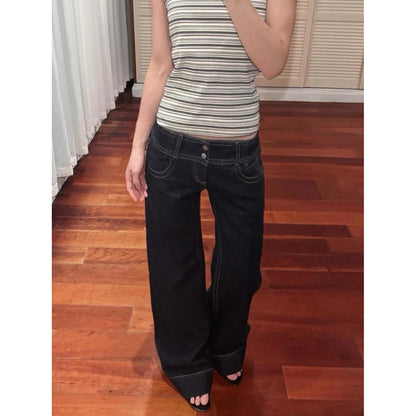 Women Blue Y2k Baggy Straight Jeans Harajuku Vintage Boyfriend Denim Trousers Japanese 2000s Style Jeans Pants Oversize Clothes